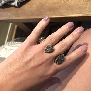 Kendra Scott Naomi Gold Double Ring M/L Platinum